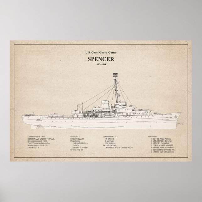 Poster USCG Cutter Spencer wpg-36 - SBD (Devant)