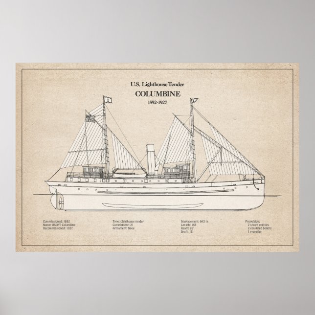 Poster USCG Lighthouse Tender Columbine - SBD (Devant)
