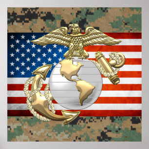 Poster USMC Eagle, Globe & Ancre (EGA) [3D]