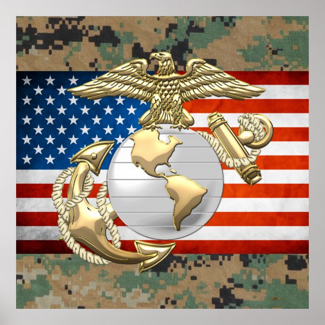 Poster USMC Eagle, Globe & Ancre (EGA) [3D] (Devant)