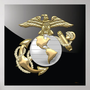 Poster USMC Eagle, Globe & Ancre (EGA) [3D]