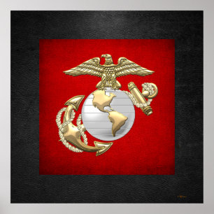 Poster USMC Eagle, Globe & Ancre (EGA) [3D]