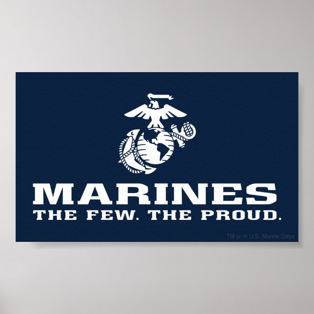 Poster USMC Les rares Logo Fiers Empilés - Blanc (Devant)