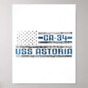 Poster Uss Astoria World War Cruiser Ca-34 Us Army