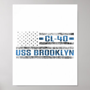 Poster Uss Brooklyn World War Cruiser Cl-40 US Army