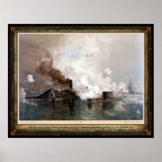 Poster USS Monitor engageant le CSS Virginia - 1862