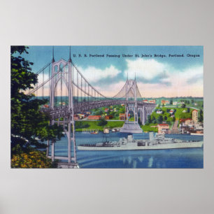 Poster USS Portland passe sous le pont St. John's