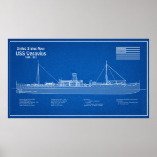 Poster USS Vesuvius - Plan de plan d'expédition ABD
