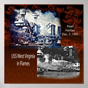 Poster USS West Virgina, Pearl Harbor 1941 Petit