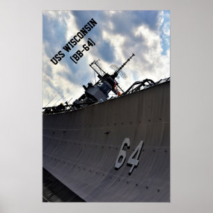 Poster USS Wisconsin (BB-64) ~ Bataillon militaire améric