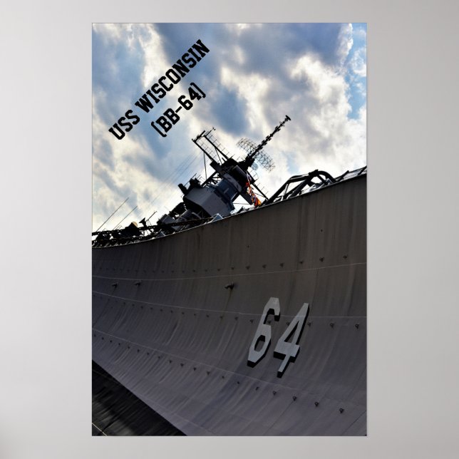 Poster USS Wisconsin (BB-64) ~ Bataillon militaire améric (Devant)