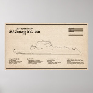 Poster USS Zumwalt - Plan directeur des navires SD