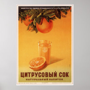 Poster USSR Soviet Citrus Juice Advertising 1951