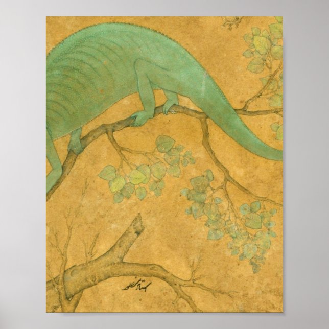 Poster Ustad Mansur - Chameleon Dans Un Arbre (Devant)
