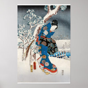 Poster Utagawa Hiroshige - Conte de Genji, Élégante femme