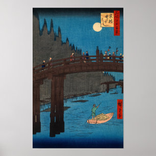 Poster Utagawa Hiroshige - Pont de Kyoto au clair de lune