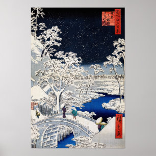 Poster Utagawa Hiroshige - Pont du tambour à Meguro