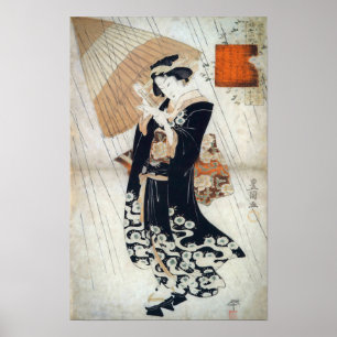 Poster Utagawa Tokoyuni Poétesse Ono-no-non