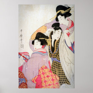 Poster Utamaro Geishas avec Tipsy Client