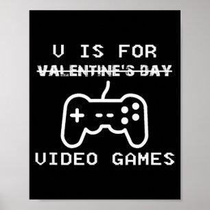 Poster V est pour les jeux vidéo de la Saint-Valentin drô
