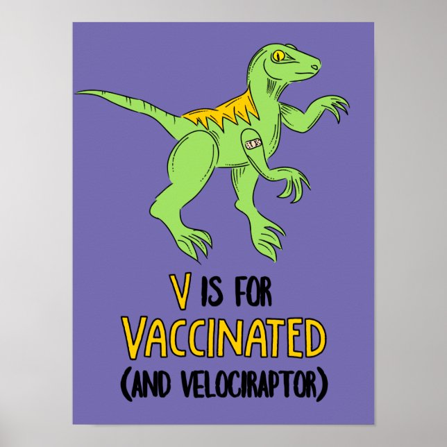Poster V est pour Vaccination et Vélociraptor (Devant)