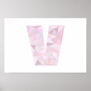 Poster V - Triangles Poly Faible - Gris Violet Rose Neutr