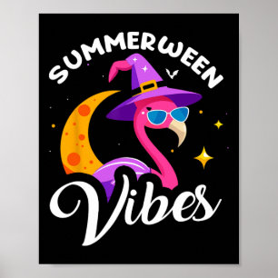 Poster Vacance d'été pour l'Halloween Flamant rose de Sum