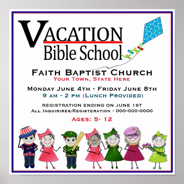 Poster Vacances Bible School Poster/Circulaire - Enfants/ (Devant)