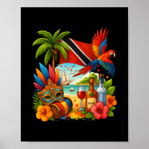 Poster Vacances Caraïbes Trinité-et-Tobago Drapeau de la