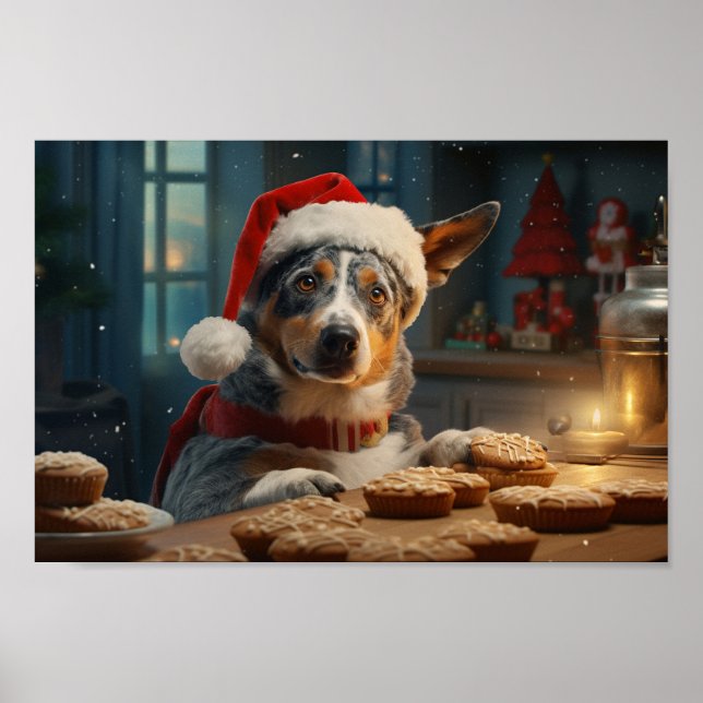 Poster Vacances de Noël de chien de bétail australien (Devant)