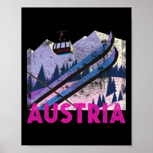 Poster Vacances de ski autrichiennes de style vintage - A