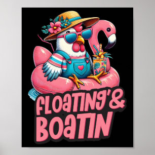 Poster Vacances d'été Poulet Flottant Bateau Été Vi