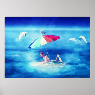 Poster Vacances d'été pour filles de la plage tropicale