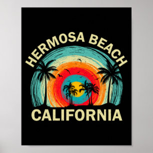 Poster Vacances d'été rétro à Hermosa Beach Californie