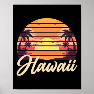 Poster Vacances d'été tropicales hawaïennes Aloha Hi Rétr