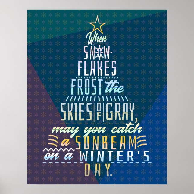 Poster Vacances d'hiver Noël Arbre de neige Poème (Devant)