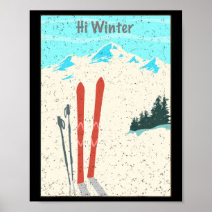 Poster Vacances d'hiver Noël Ski X-mas Ski Skieur