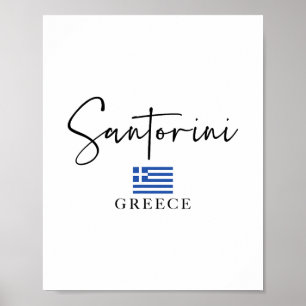Poster Vacances Drapeau Grèce - Île Santorin