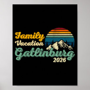 Poster vacances en famille dans les montagnes fumées du T