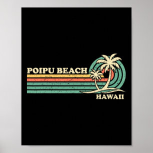 Poster Vacances été rétro vintage Hawaii Poipu Beach