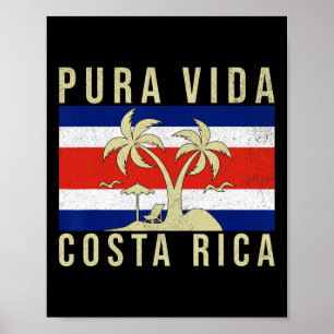 Poster Vacances familiales vintages Costa Rica Drapeau Pu