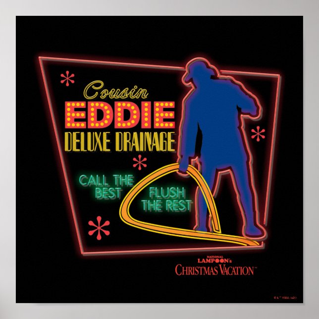 Poster Vacances Noël | Symbole Cousin Eddie Neon (Devant)