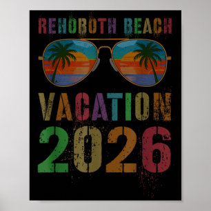 Poster Vacances vintage à Rehoboth Beach 2026 Natation
