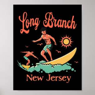 Poster Vacancier de la plage de surf de Long Branch Nj Ne