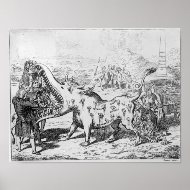 Poster Vaccination, publié par J.L.Stuart, 1802 (Devant)
