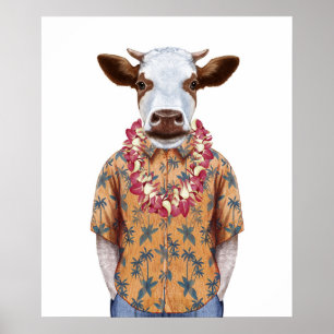 Poster Vache à chemise hawaïenne