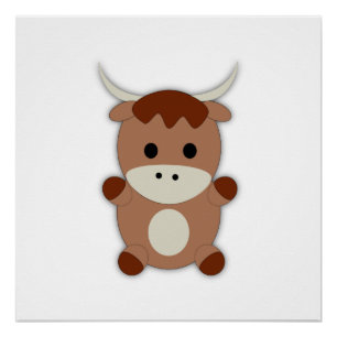 Poster Vache Brown mignonne