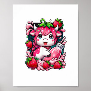 Poster Vache de fraise Kawaii Anime Lait de fraise