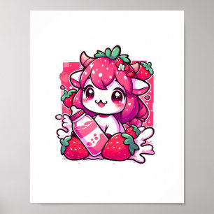 Poster Vache de fraise Kawaii Anime Lait de fraise _2_1