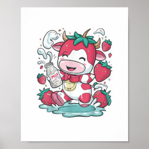 Poster Vache de fraise Kawaii Anime Lait de fraise _4